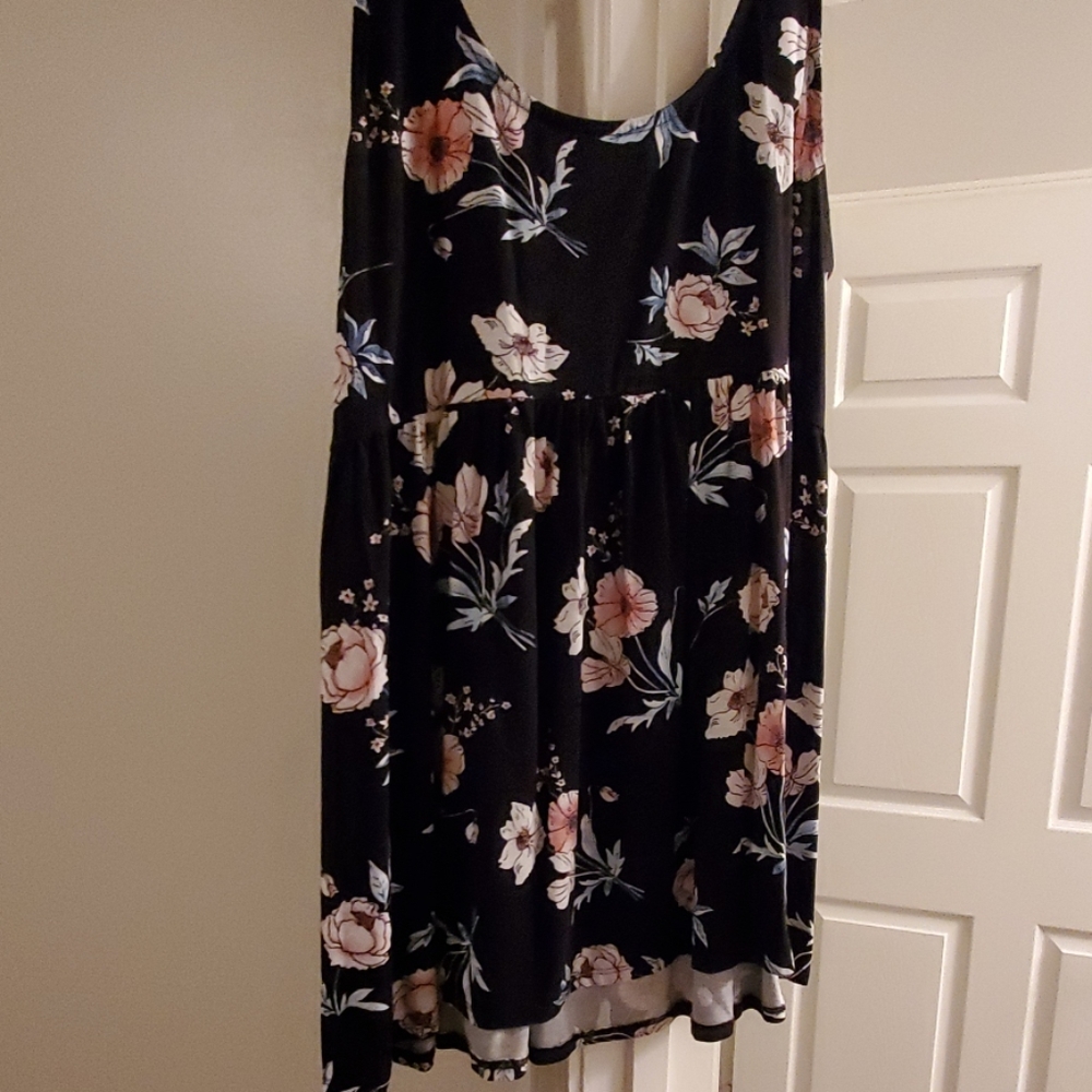 Black Floral Babydoll Tank